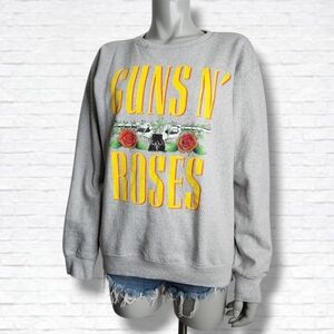 Guns N' Roses Logo Heathered Grey Crewneck Pull Over Sweater Size M